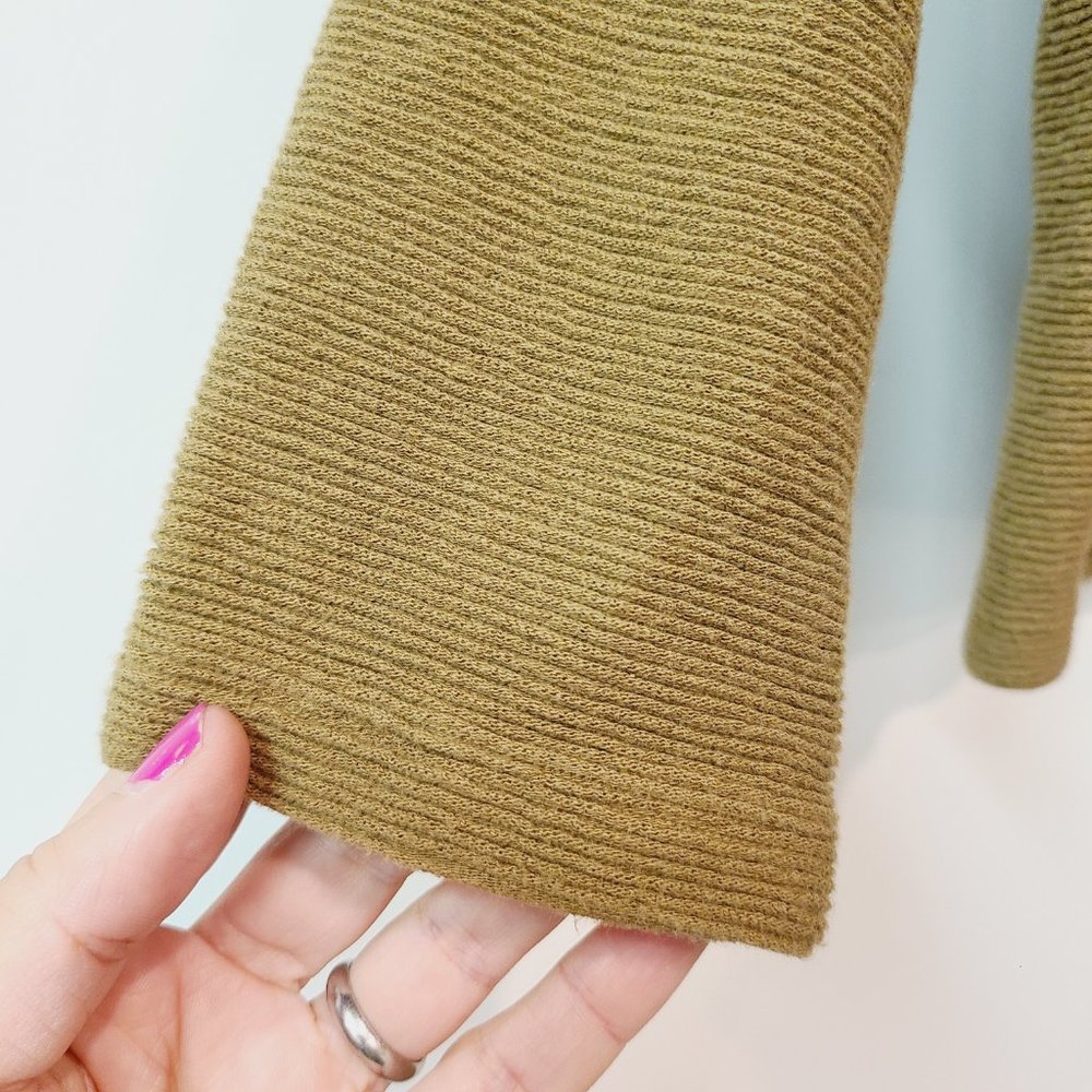 Madewell Shirt Texture Thread Olive Green Crop Top Tie Front Womens XXS - Picture 3 of 8